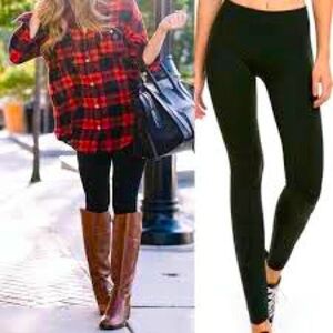 HUE Fleece Lined Leggings Black - L/XL